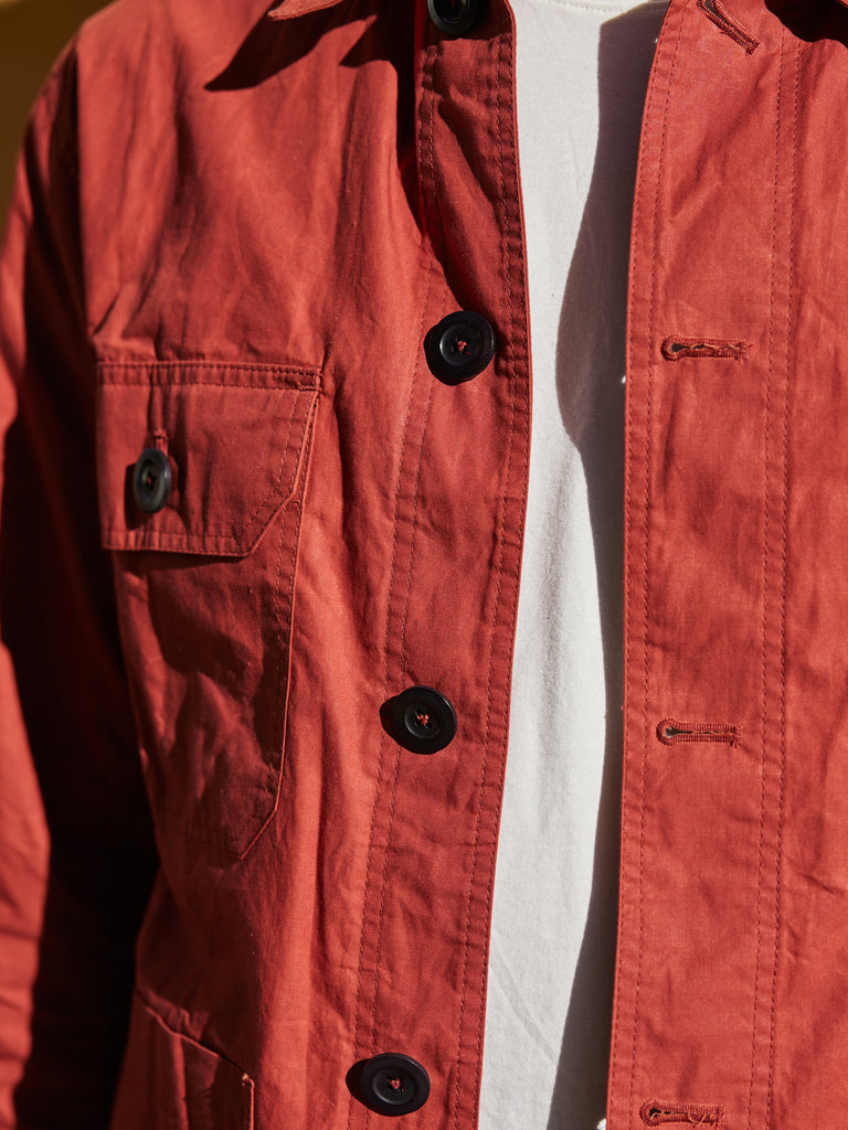 Waxed Lightweight Worker's Jacket Terracotta Red