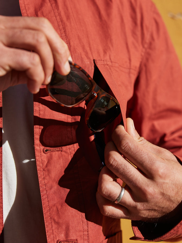 Waxed Lightweight Worker's Jacket Terracotta Red