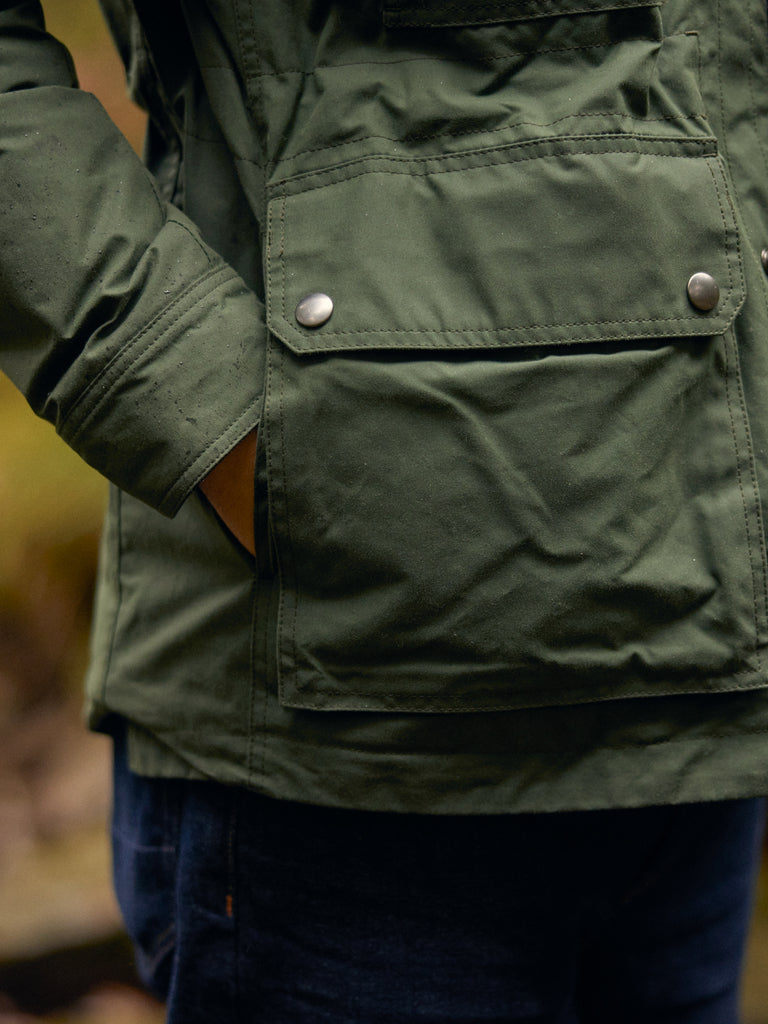 Waxed Quilted Field Jacket Forest Green