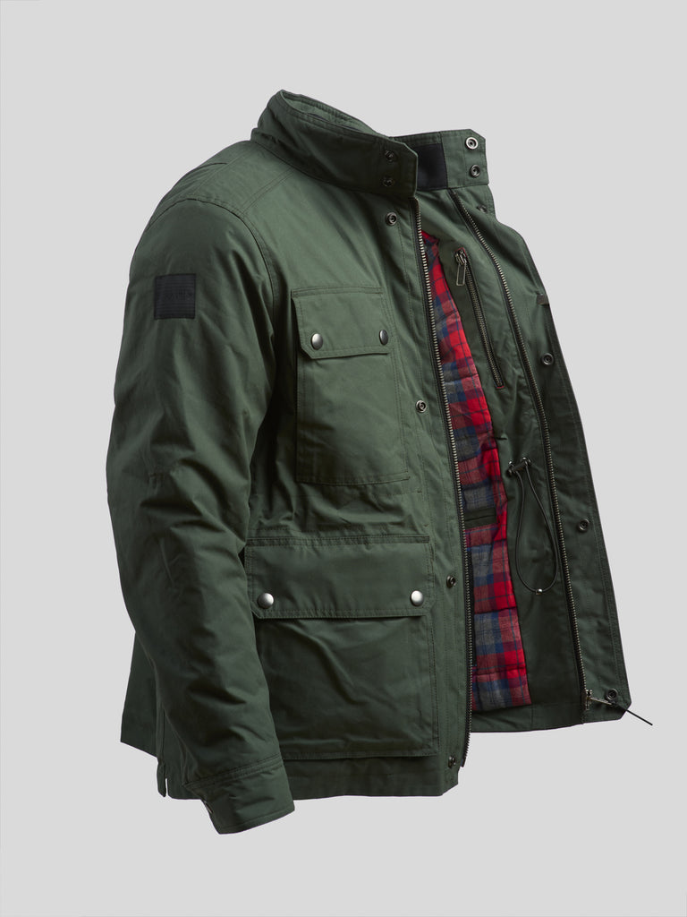 Waxed Quilted Field Jacket Forest Green