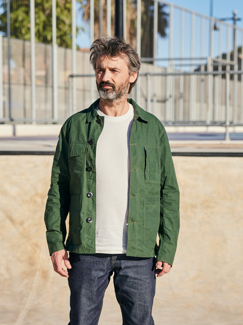 Waxed Lightweight Worker's Jacket Forest Green