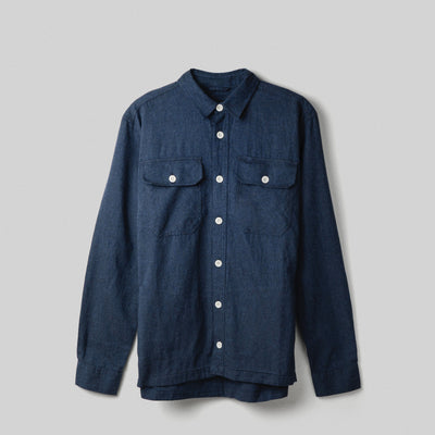 FRAHM Jacket In Stock S / Deep Blue Lightweight Flannel Work Shirt