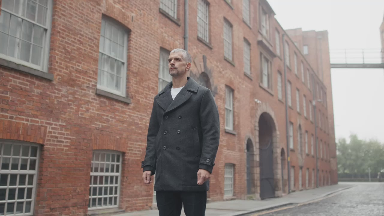 Pure Wool Quilted Peacoat Dark Green – FRAHM Jacket Pure Wool Quilted Peacoat Dark Green – FRAHM Jacket